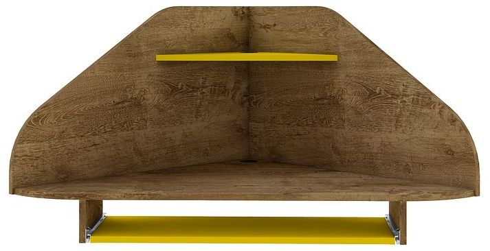 Bradley Floating 2-pc Cubicle Desk with Keyboard Shelf in Brown and Yellow
