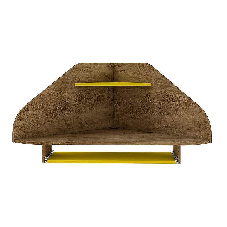 Image 1 Bradley Floating Corner Desk with Keyboard Shelf in Rustic Brown and Yellow