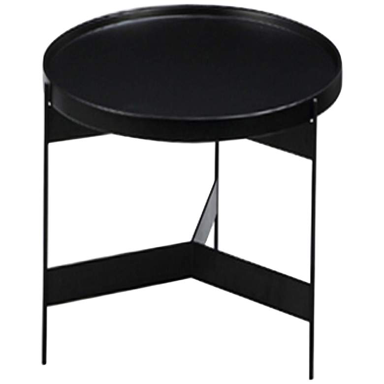 Image 1 Bradley Matte Black Lacquer Metal Round Side Table
