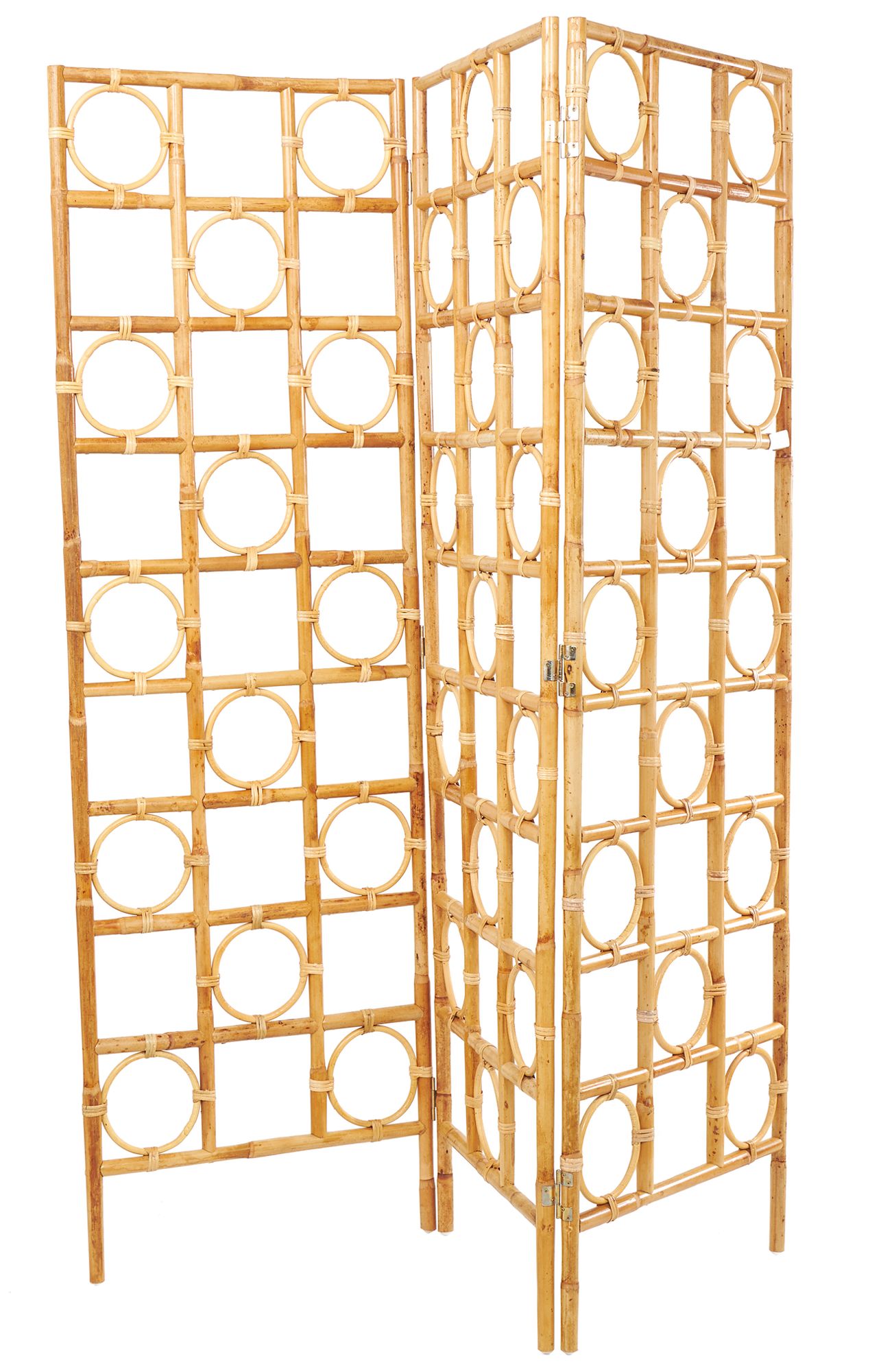 Image 5 Bradley Oiled Brown Rattan 71"H 3-Panel Room Divider Screen more views