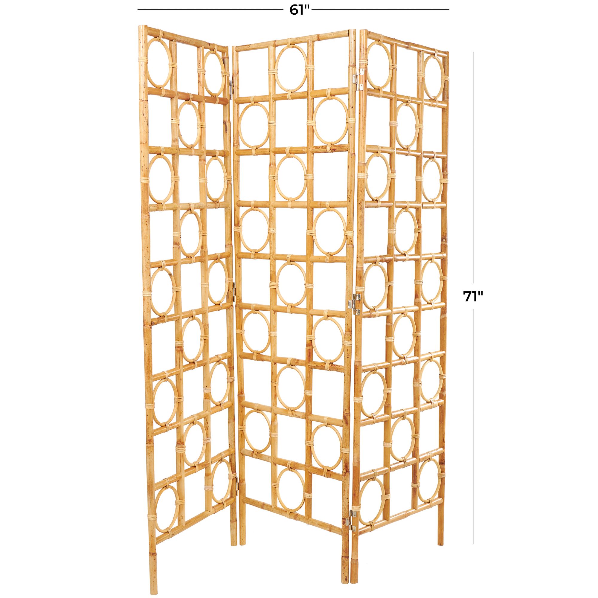 Image 7 Bradley Oiled Brown Rattan 71"H 3-Panel Room Divider Screen more views