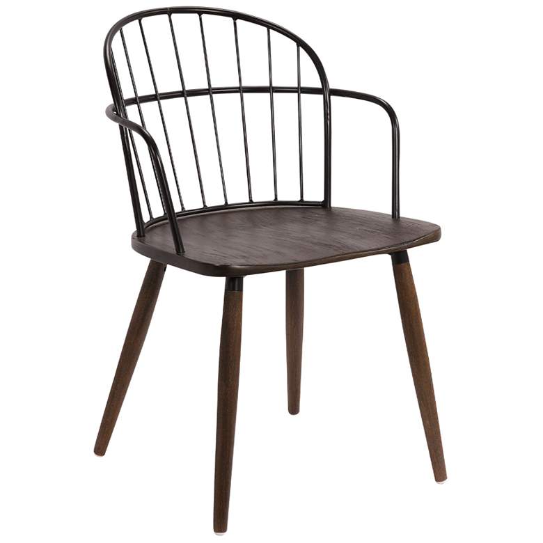 Image 1 Bradley Side Chair in Walnut Glazed Wood and Black Powder Coated Finish