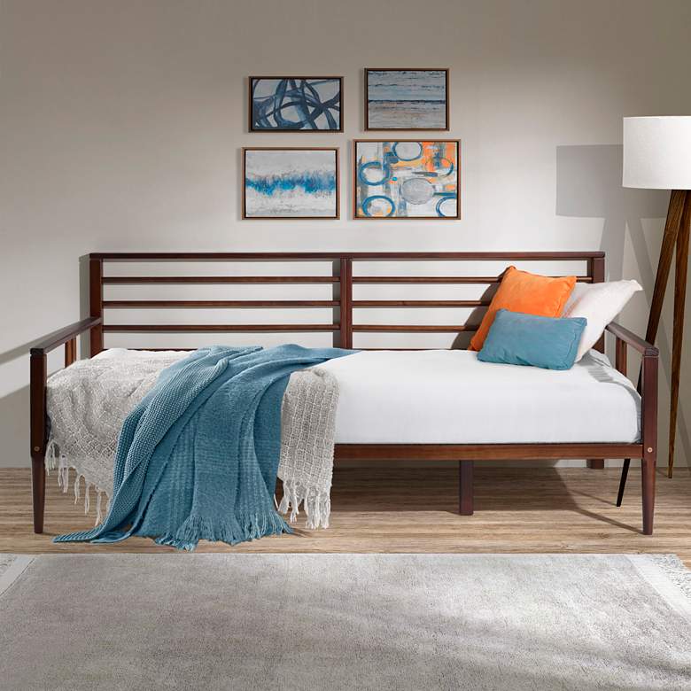 Image 1 Bradley Walnut Solid Pine Wood Spindle Daybed