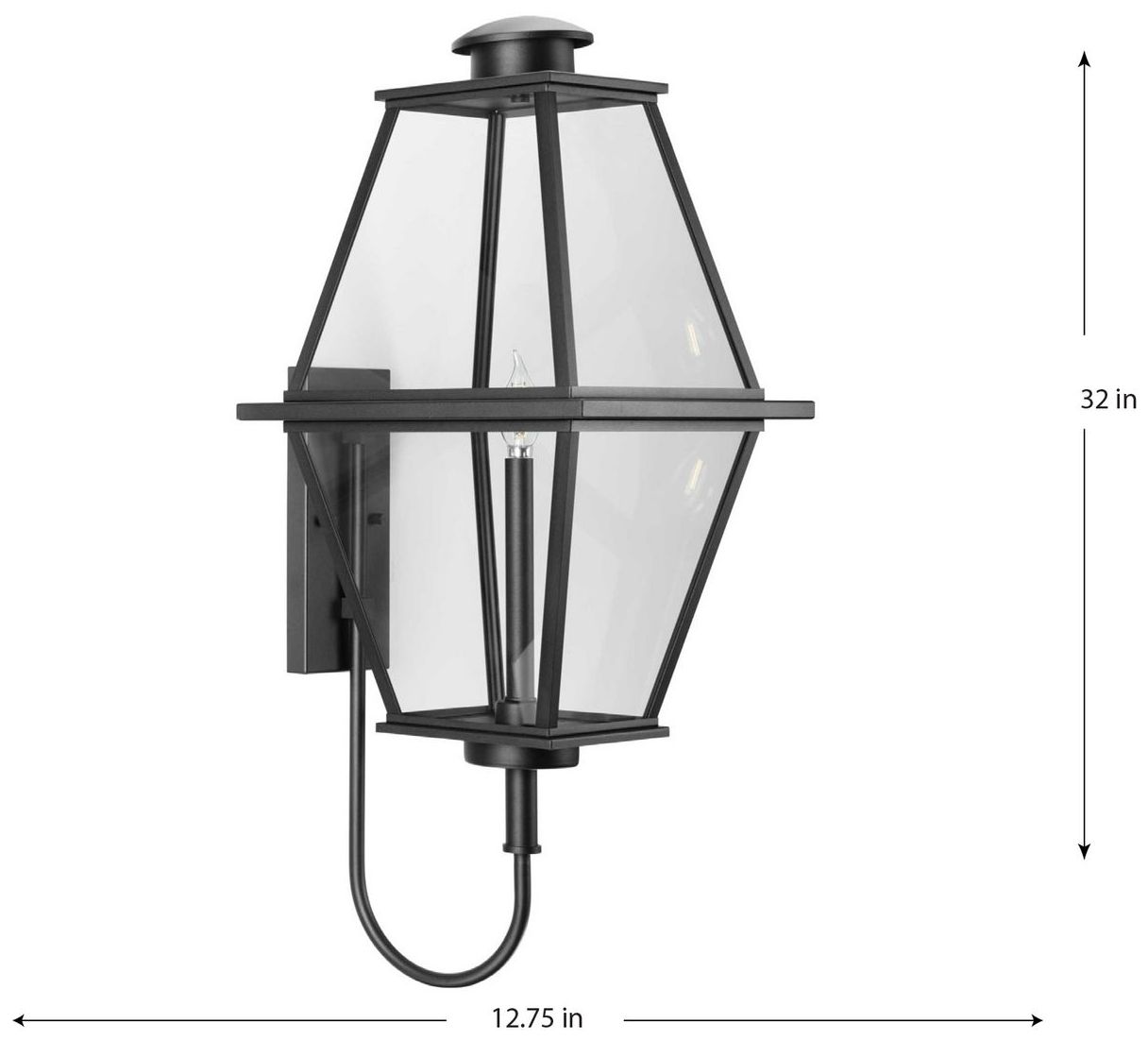 Image 4 Bradshaw Collection One-Light Clear Glass Large Outdoor Wall Lantern more views