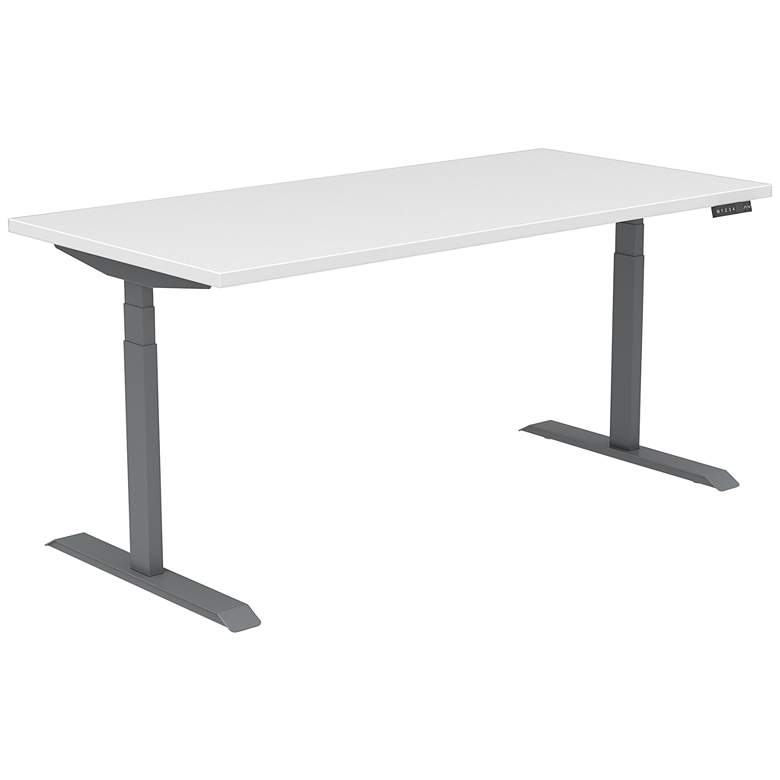 Image 1 Braeden 60 inchW White Gray Adjustable Stand-Up Desk with USB