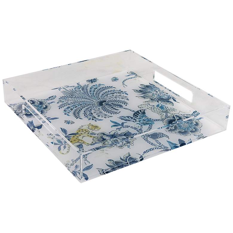 Image 2 Braganza Clear Blue Animals and Florals Decorative Tray