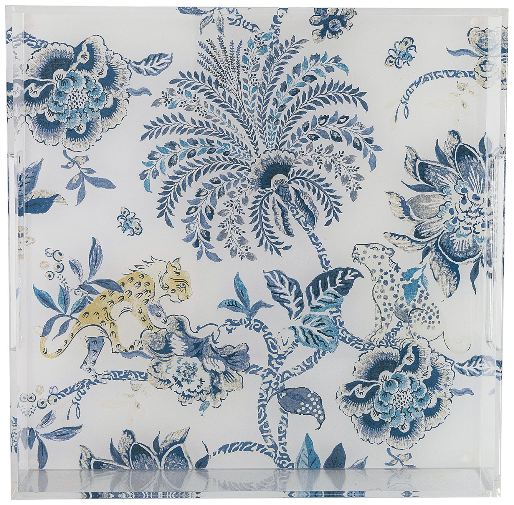 Image 4 Braganza Clear Blue Animals and Florals Decorative Tray more views