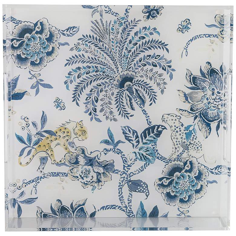 Image 4 Braganza Clear Blue Animals and Florals Decorative Tray more views
