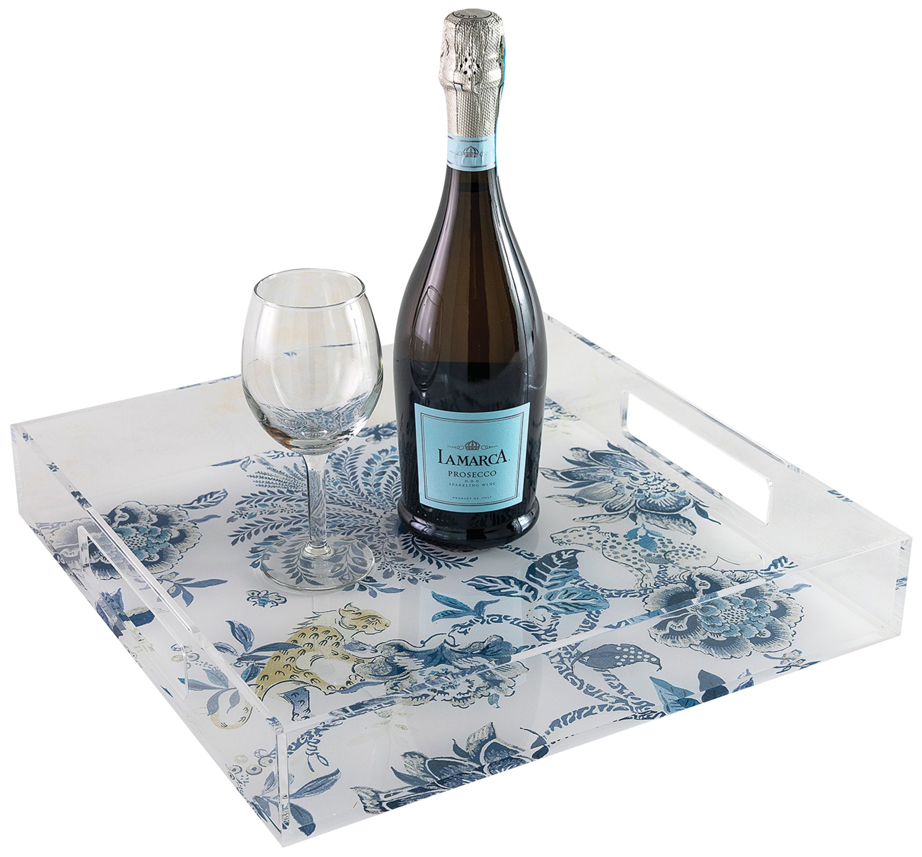 Image 5 Braganza Clear Blue Animals and Florals Decorative Tray more views