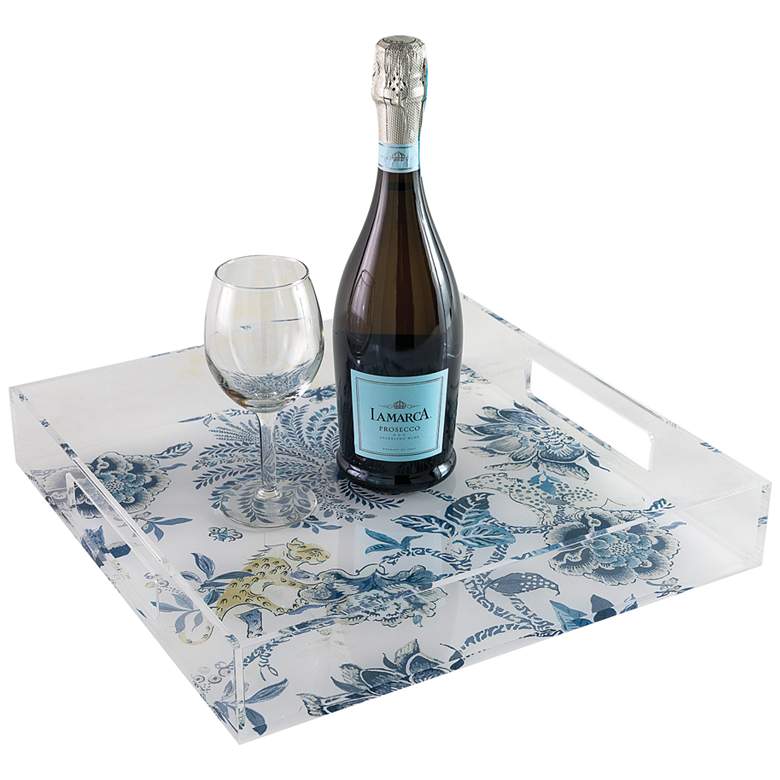 Image 5 Braganza Clear Blue Animals and Florals Decorative Tray more views