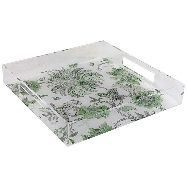 Image 2 Braganza Clear Green Animals and Florals Decorative Tray