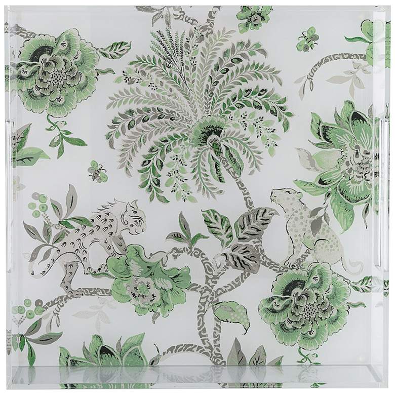 Image 4 Braganza Clear Green Animals and Florals Decorative Tray more views