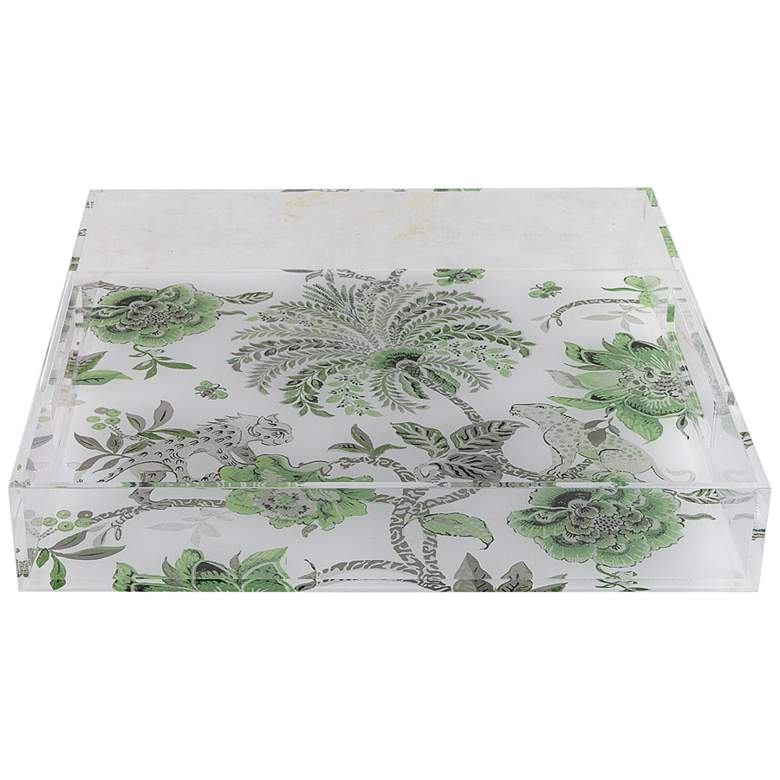 Image 5 Braganza Clear Green Animals and Florals Decorative Tray more views