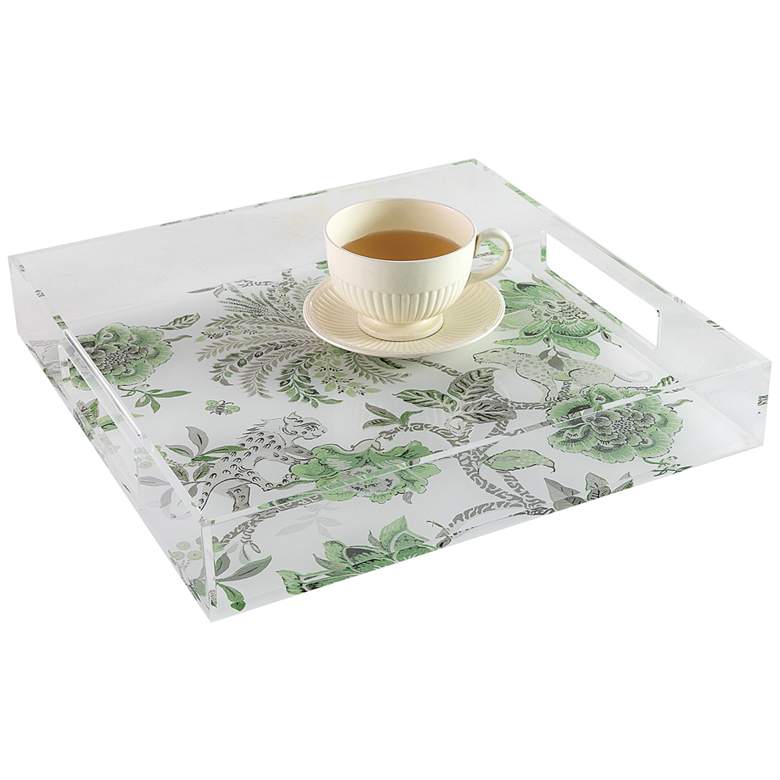 Image 6 Braganza Clear Green Animals and Florals Decorative Tray more views