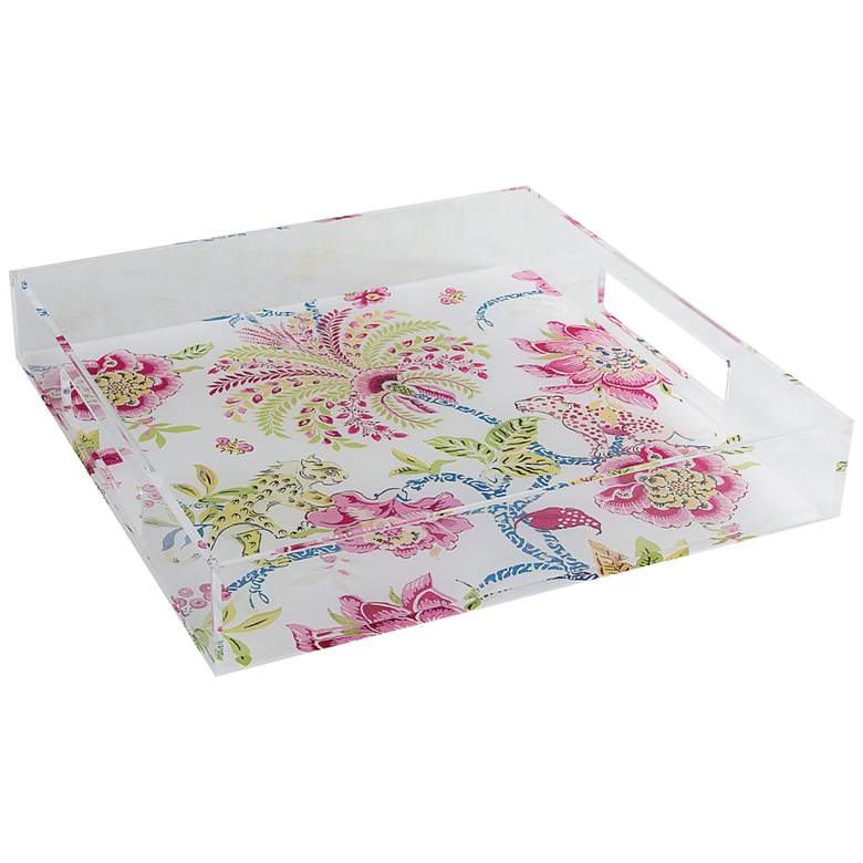 Image 2 Braganza Clear Pink Animals and Florals Decorative Tray