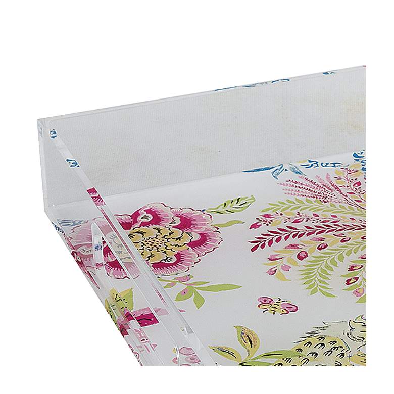 Image 3 Braganza Clear Pink Animals and Florals Decorative Tray more views