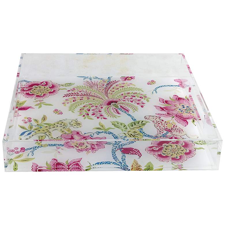 Image 5 Braganza Clear Pink Animals and Florals Decorative Tray more views