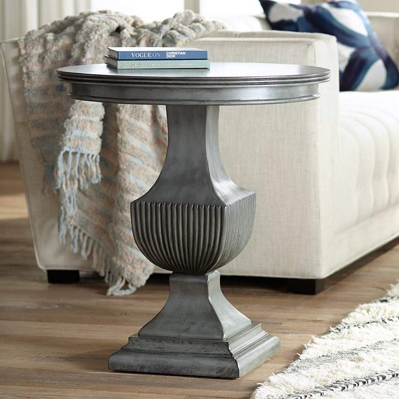 Image 1 Braham 26 inch Wide Magnet Burnished Gray Round Accent Table