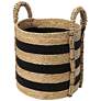 2_Braided Handle Basket, Black and Natural