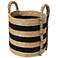 Braided Handle Basket, Black and Natural