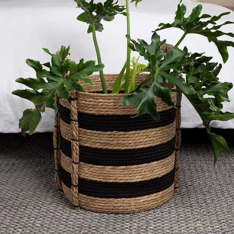 Image 1 Braided Handle Basket, Black and Natural
