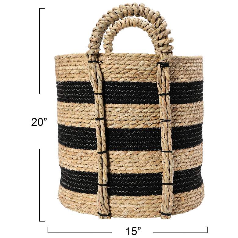 Image 3 Braided Handle Basket, Black and Natural more views