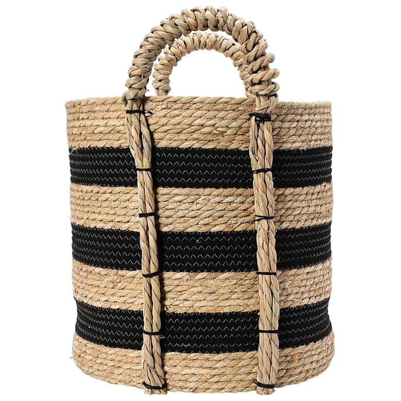 Image 4 Braided Handle Basket, Black and Natural more views