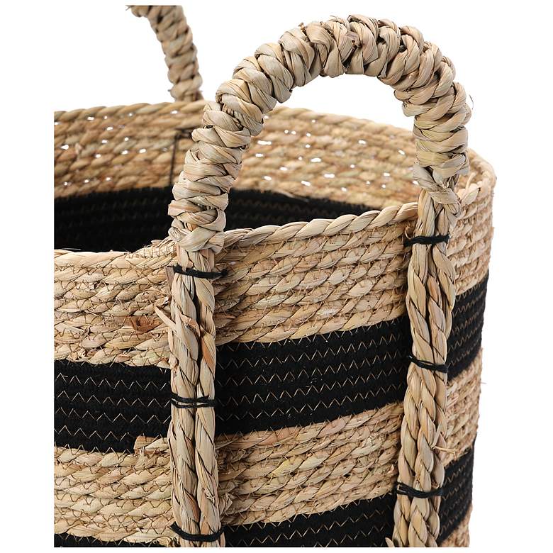 Image 6 Braided Handle Basket, Black and Natural more views