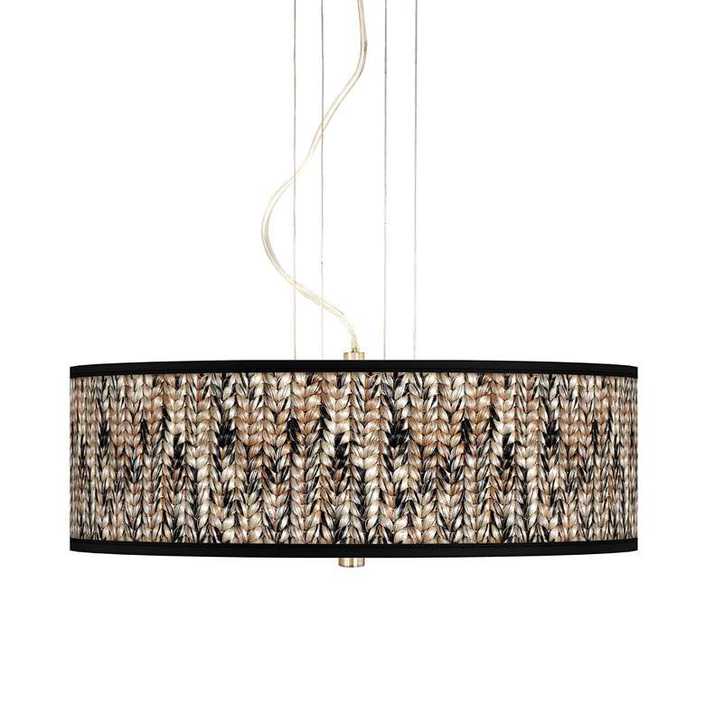Image 1 Braided Jute 20" Wide 3-Light Pendant Chandelier