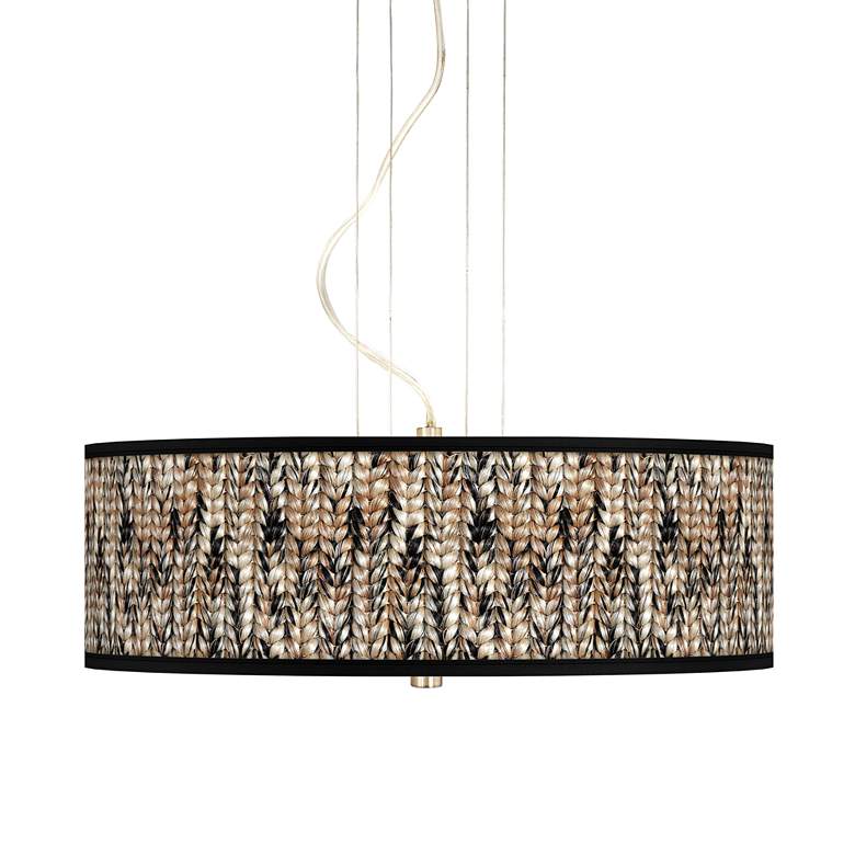 Image 1 Braided Jute 20 inch Wide 3-Light Pendant Chandelier