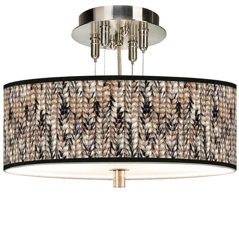 Image 1 Braided Jute Giclee 14" Wide Ceiling Light
