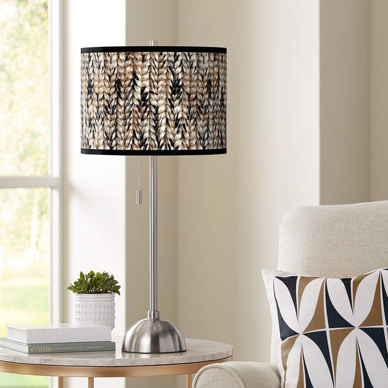 Image 1 Braided Jute Giclee Brushed Nickel Table Lamp