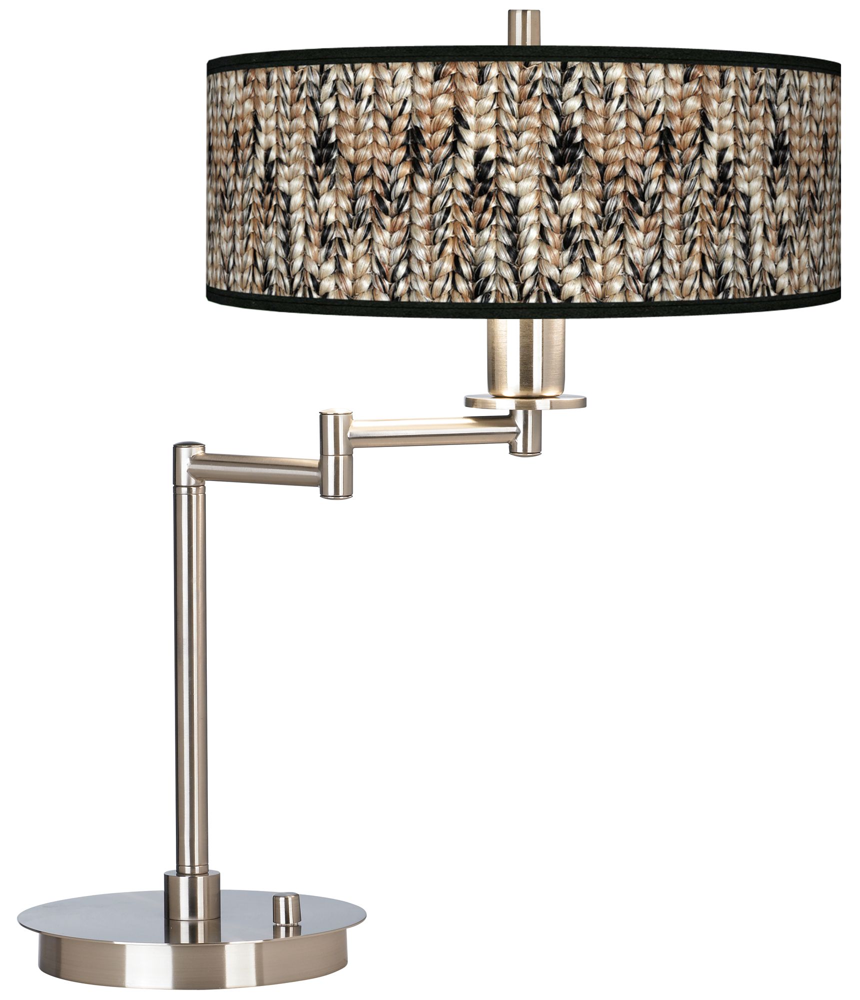 Braided Jute Giclee CFL Swing Arm Desk Lamp