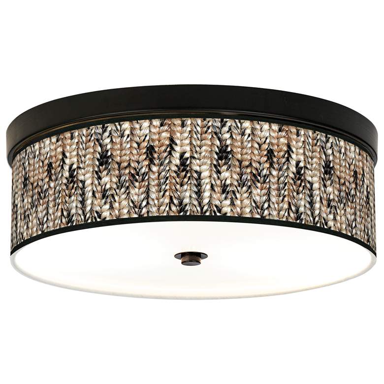 Image 1 Braided Jute Giclee Energy Efficient Bronze Ceiling Light