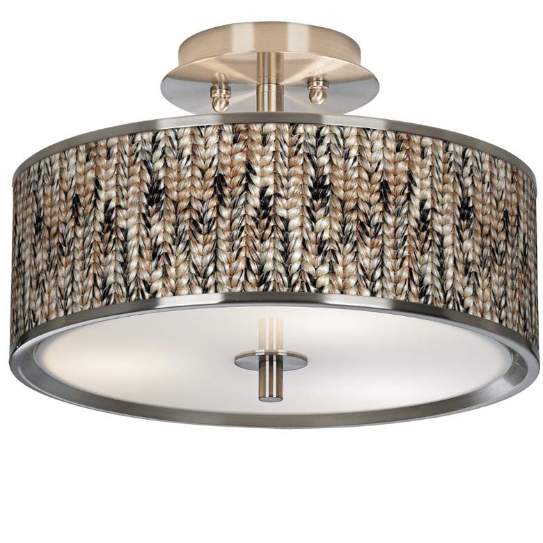 Image 1 Braided Jute Giclee Glow 14" Wide Ceiling Light