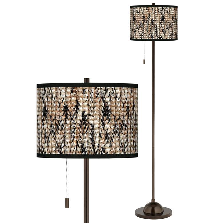 Image 1 Braided Jute Giclee Glow Bronze Club Floor Lamp