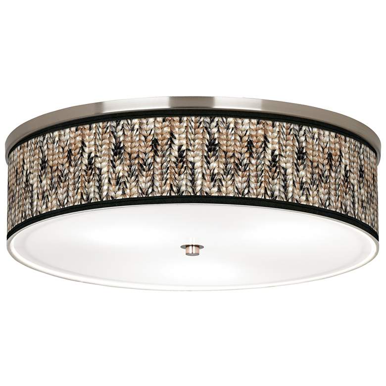 Image 1 Braided Jute Giclee Nickel 20 1/4" Wide Ceiling Light