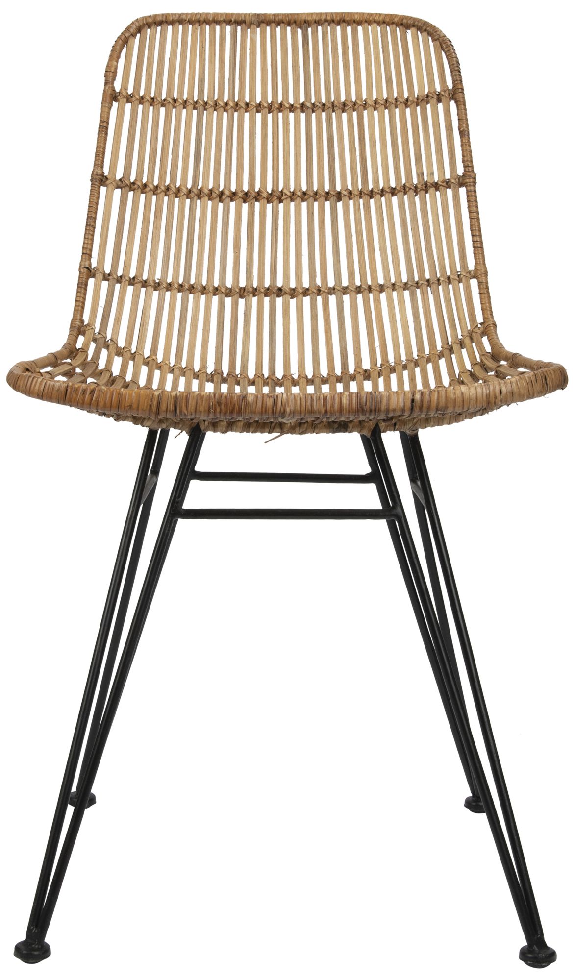 Braided Rattan Chair with Metal Frame, Natural and Black