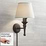 Braidy Bronze Plug-In Wall Sconce with USB Dimmer