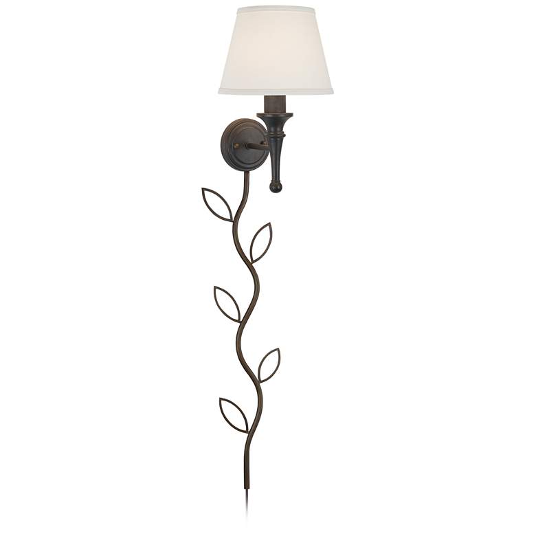 Image 1 Braidy Bronze Plug-In Wall Sconce with Vita Cord Cover