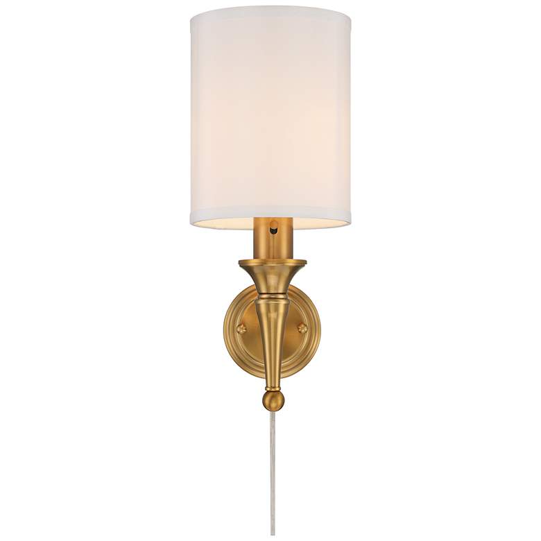 Image 4 Braidy Warm Gold Plug-in Wall Sconce with Cord Cover more views