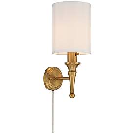 Image5 of Braidy Warm Gold Plug-in Wall Sconce with Cord Cover more views
