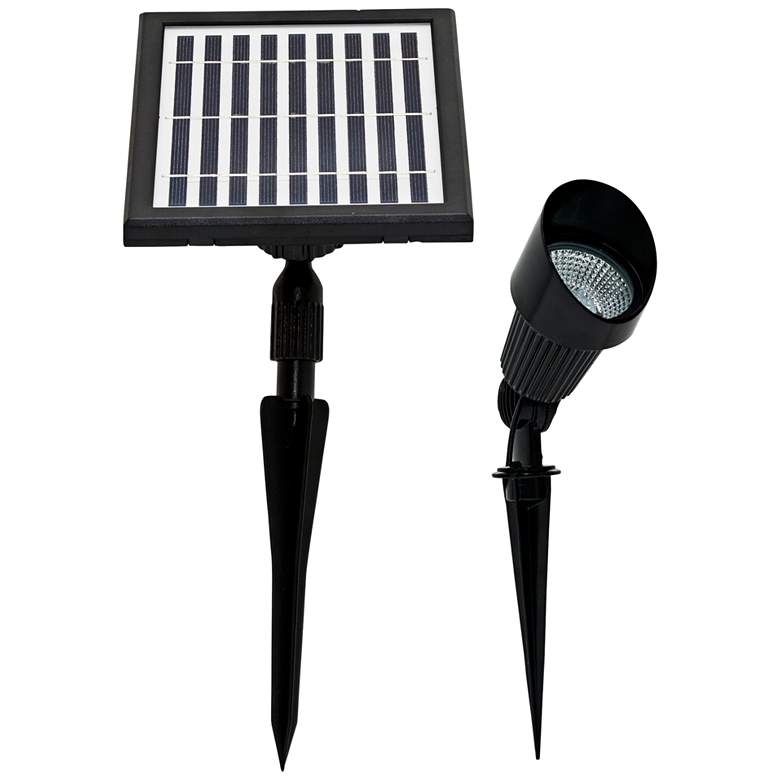 Image 1 Bram 5" High Black Solar-Powered Warm White LED Spot Light