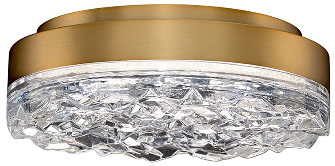 Image 2 Bramble 12" Wide Aged Brass and Crystal LED Ceiling Light