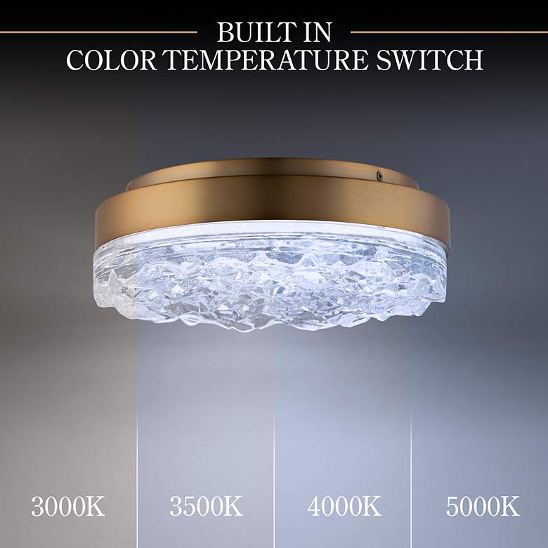 Image 5 Bramble 12" Wide Aged Brass and Crystal LED Ceiling Light more views