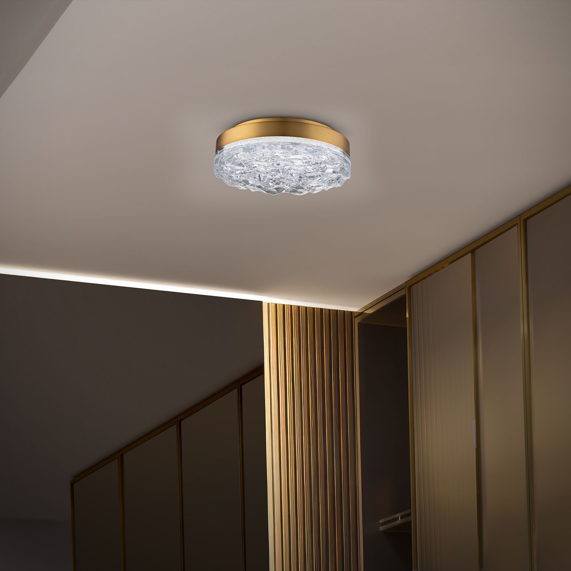 Image 7 Bramble 12" Wide Aged Brass and Crystal LED Ceiling Light more views