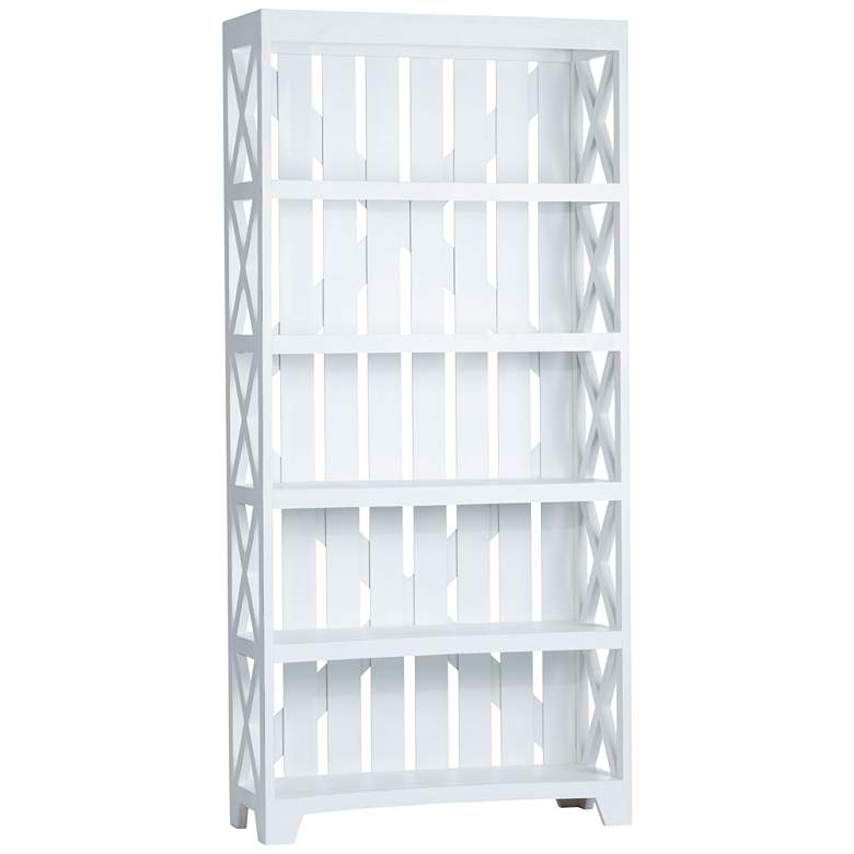 Image 1 Brambleton 89" High Painted White Wood 5-Shelf Bookcase