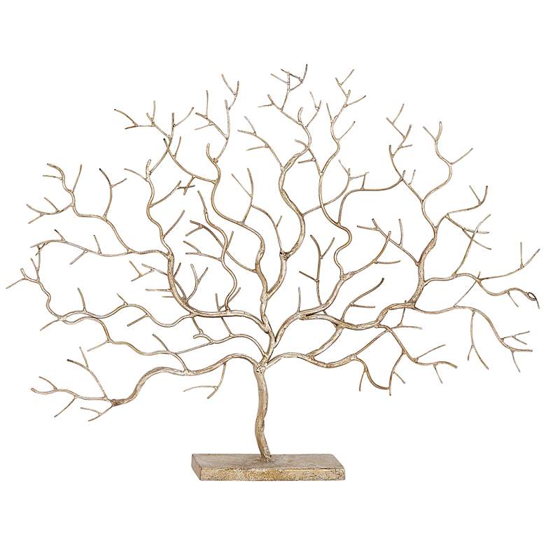 Image 2 Branched Out 32 inch Wide Polished Silver Gold Tree Sculpture