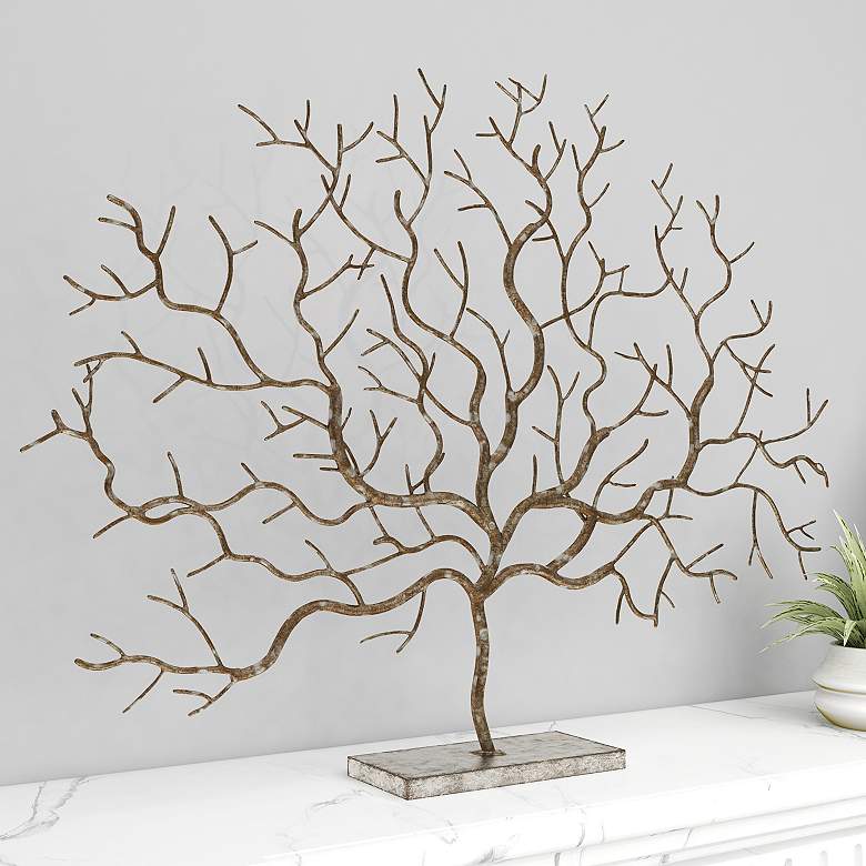 Image 1 Branched Out 32" Wide Polished Silver Gold Tree Sculpture
