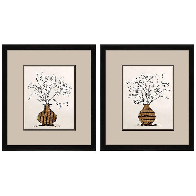 Image 1 Branches in Urn 14"W x 16"H Framed Art Set of 2